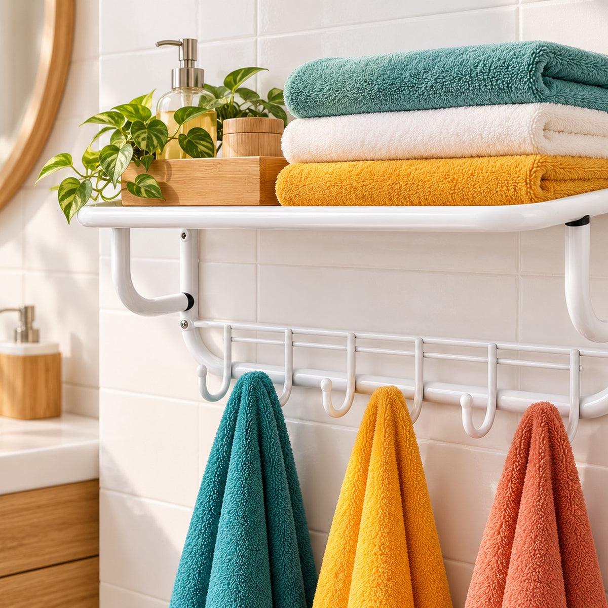 EP884 Wall Shelf with Hooks