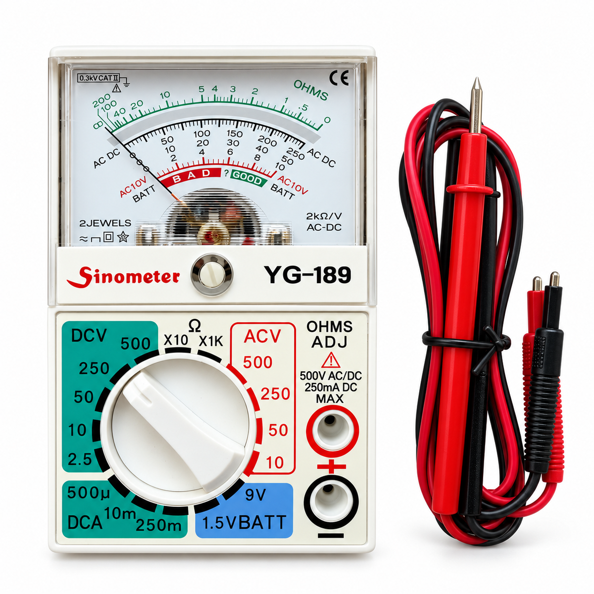 Sinometer YG-189 analóg multiméter elemvizsgálóval