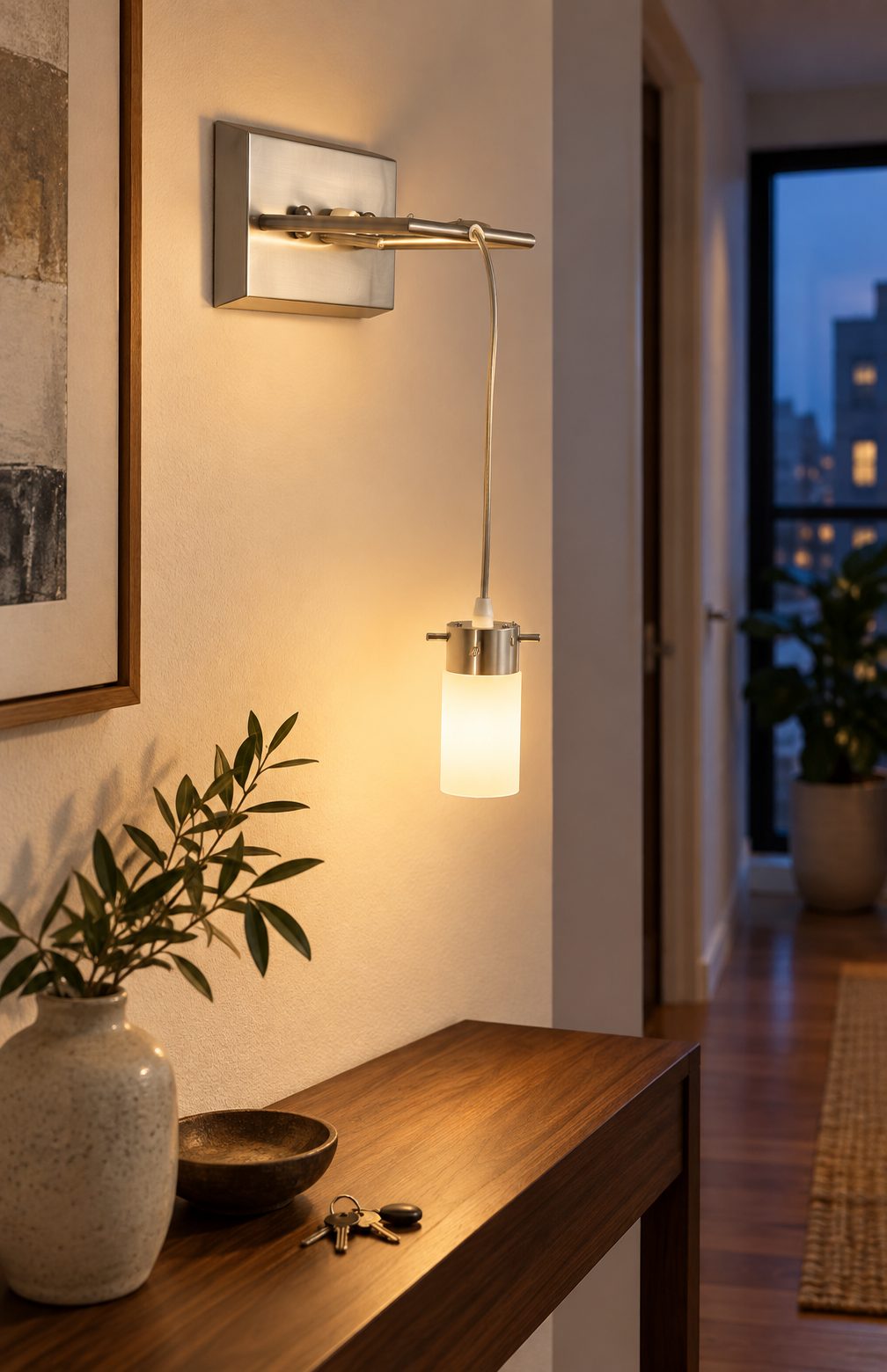 LANDLITE V2056/1W fali lámpa előtérben – enteriőrkép