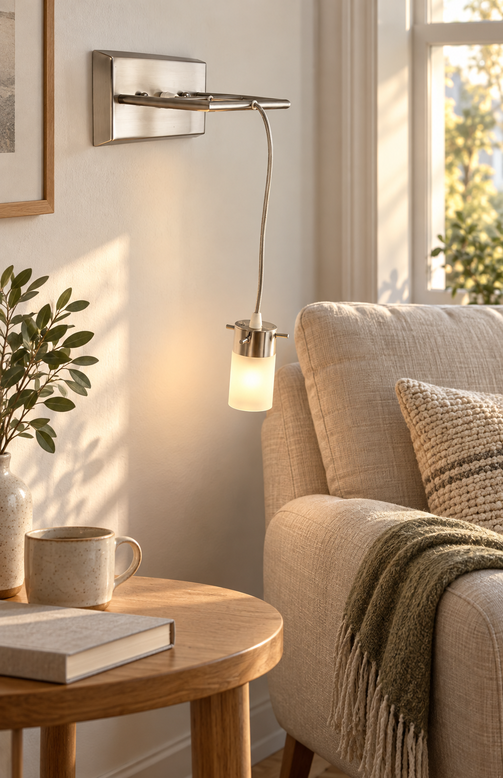 LANDLITE V2056/1W fali lámpa olvasósarokban – enteriőrkép